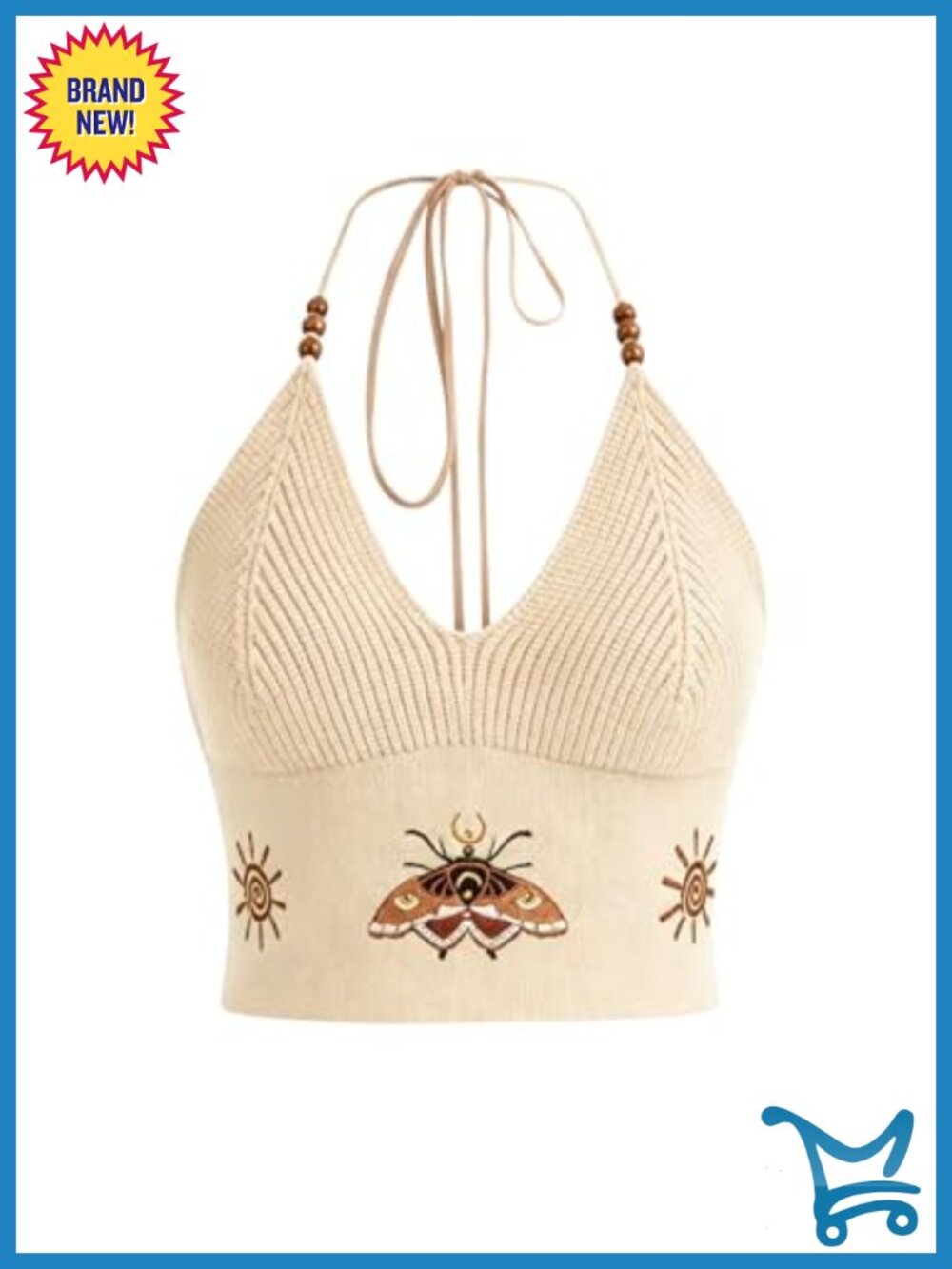 Y2K Halter Crop Top Embroidered Beaded Knit Western Cowgirl Shirt